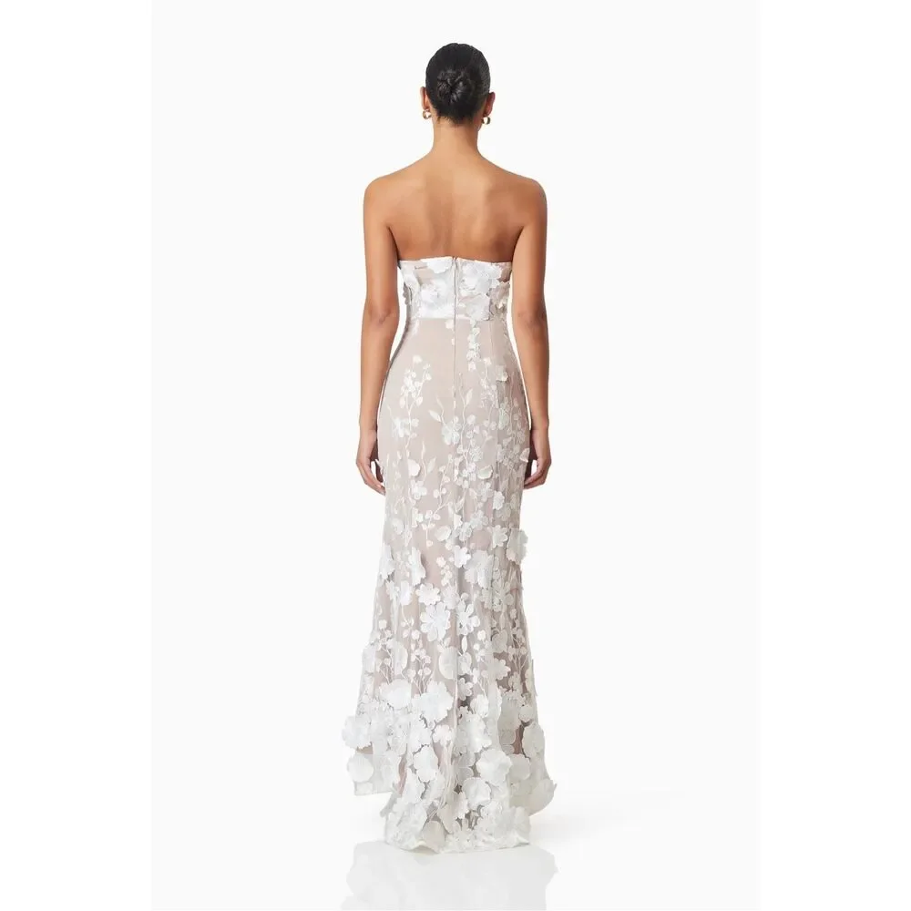 Elliatt White Floral Strapless Wedding Dress - Picture 3 of 8